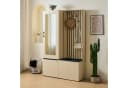 REDOM Garderoben-Set mit Spiegel, Sitzbank und Schuhfach Schwarz/Helle Holzoptik Bild 1