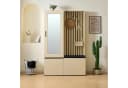 REDOM Garderoben-Set mit Spiegel, Sitzbank und Schuhfach Schwarz/Helle Holzoptik Bild 5