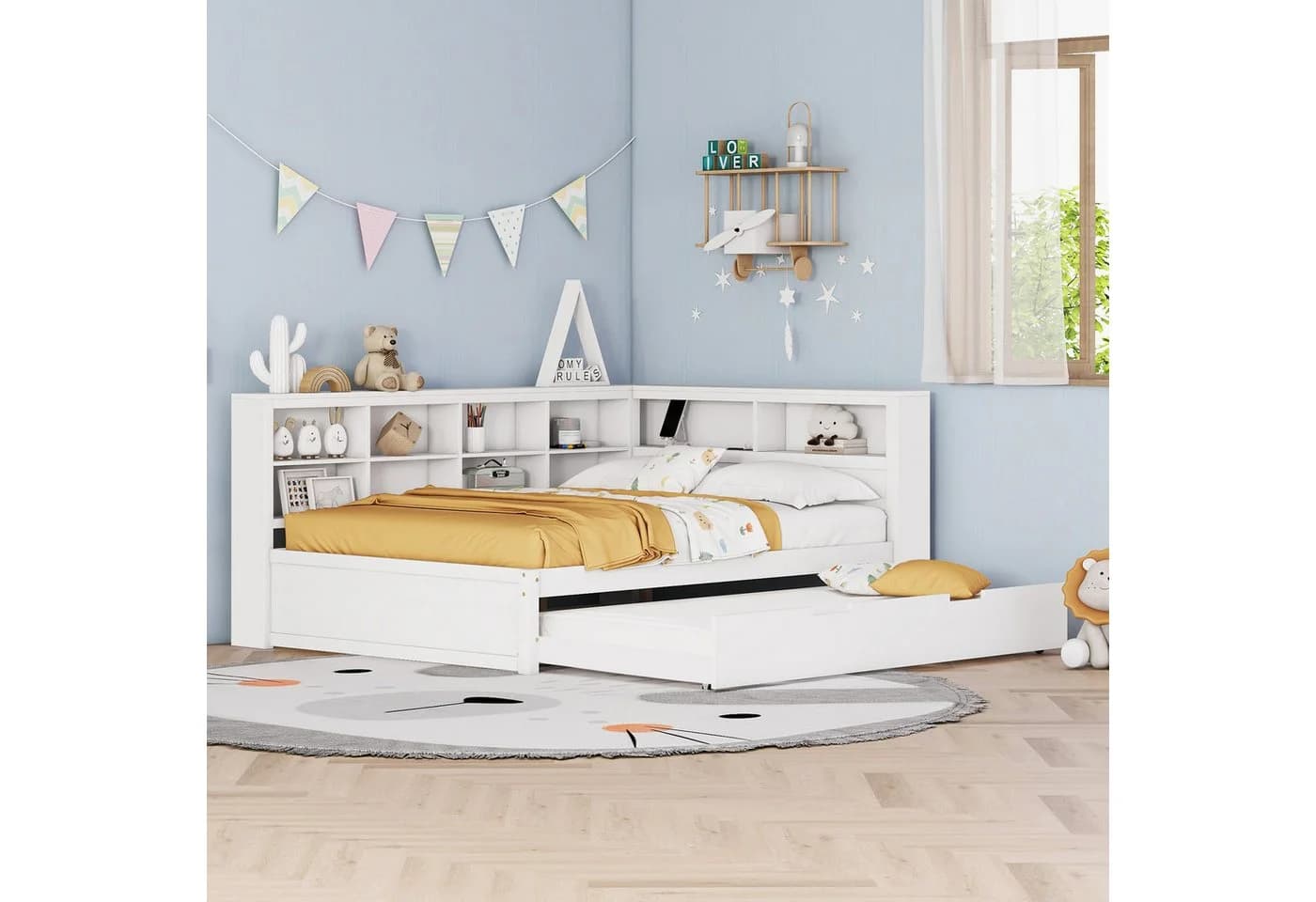 REDOM Schlafsofa mit Stauraum und USB-Steckdose Massivholz Weiß