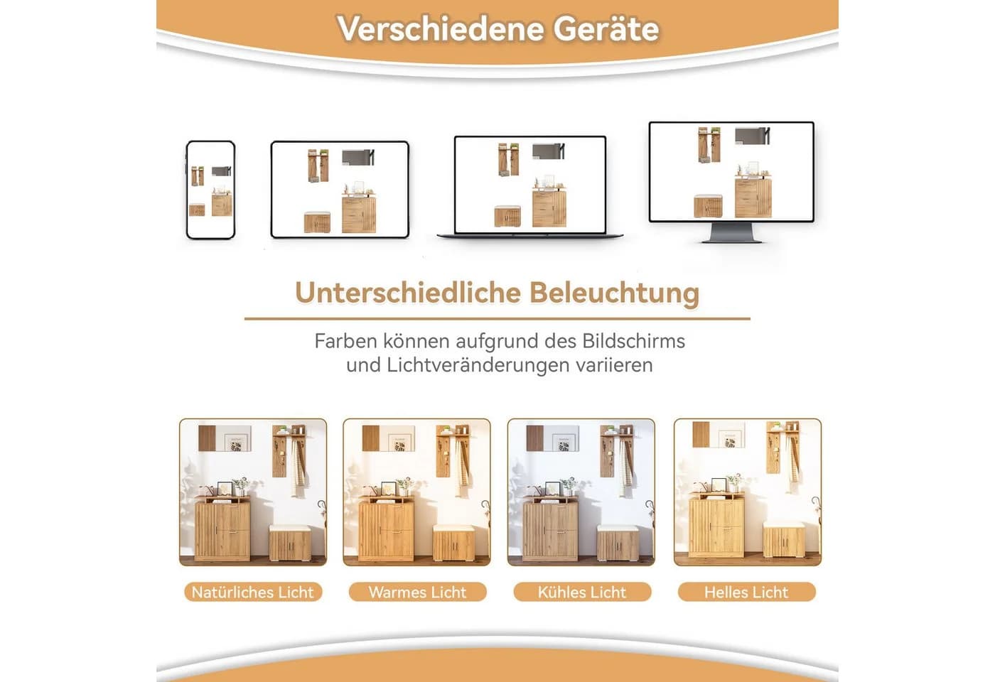 REDOM Garderoben-Set mit Schuhbank, Schuhschrank & Spiegel - Bild 5