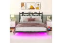 REDOM Kinderbett Metallbett mit LED-Licht und Ladefunktion Schwarz Bild 1