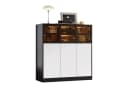 REDOM Küchenbuffet Buffet & Hochschrank mit LED-Beleuchtung Schwarz Weiß Bild 1