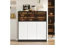 REDOM Küchenbuffet Buffet & Hochschrank mit LED-Beleuchtung Schwarz Weiß Bild 4
