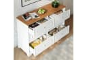 REDOM Sideboard Kommode Weiß/Natur 6 Schubladen Retro Landhaus Bild 1