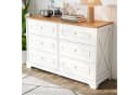 REDOM Sideboard Kommode Weiß/Natur 6 Schubladen Retro Landhaus Bild 2
