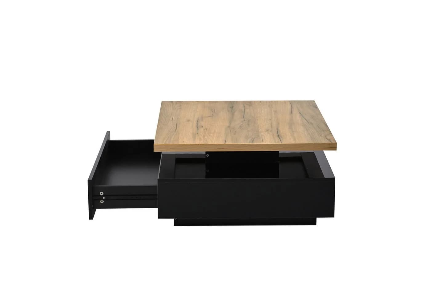 REDOM Couchtisch 70x70 cm mit drehbarer Platte und Stauraum - Bild 4