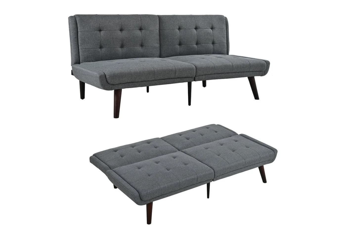 REDOM Schlafsofa mit verstellbarer Rückenlehne Braun