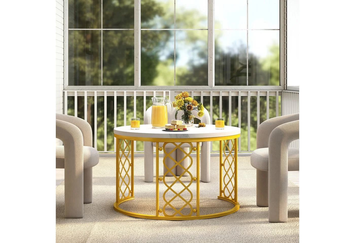 REDOM Couchtisch-Set, Beistelltisch für Schlafzimmer und Balkon, Marmoroptik, 2er-Set - Bild 5