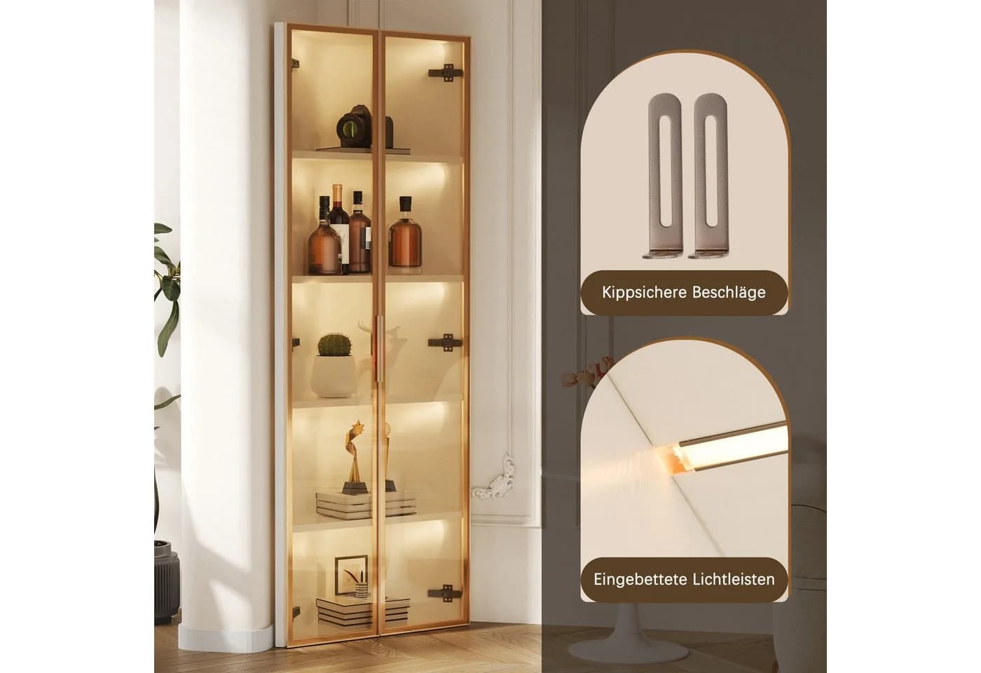 REDOM Eckvitrine LED-Beleuchtung Staubgeschütztes Glas - Bild 5