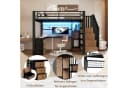 REDOM Hochbett mit Eisenrahmen, LED-Licht, Schreibtisch & Stauraumtreppe Schwarz Bild 5