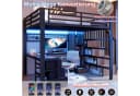 REDOM Hochbett Jugendbett mit Eisenrahmen, LED, Schreibtisch, 140x200cm Bild 4