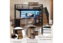 REDOM Hochbett Jugendbett mit Eisenrahmen, LED, Schreibtisch, 140x200cm Bild 5