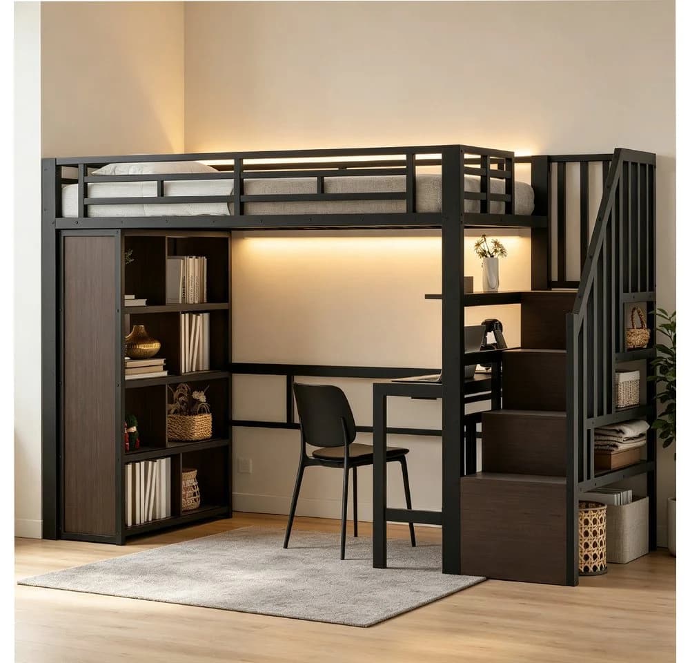 Hochbett aus Metall und MDF mit Eisenrahmen - Bild 2