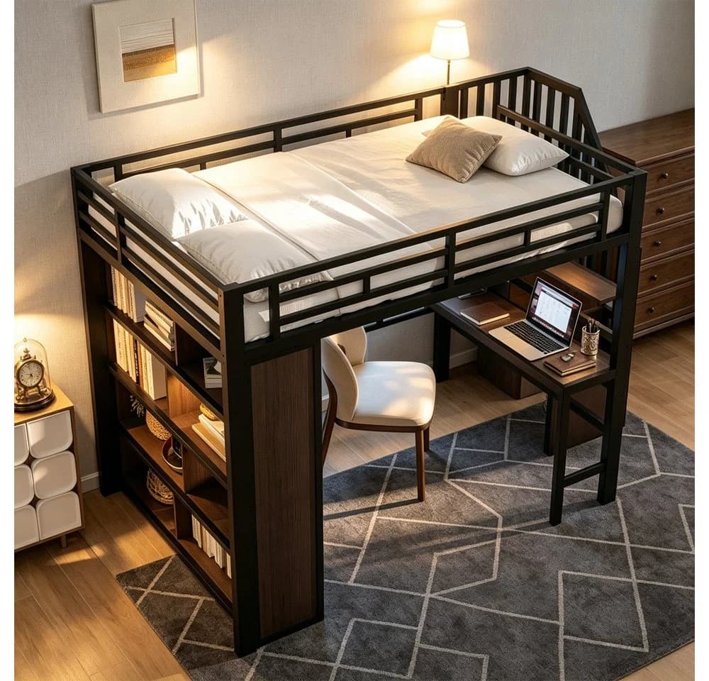 Hochbett aus Metall und MDF mit Eisenrahmen - Bild 4