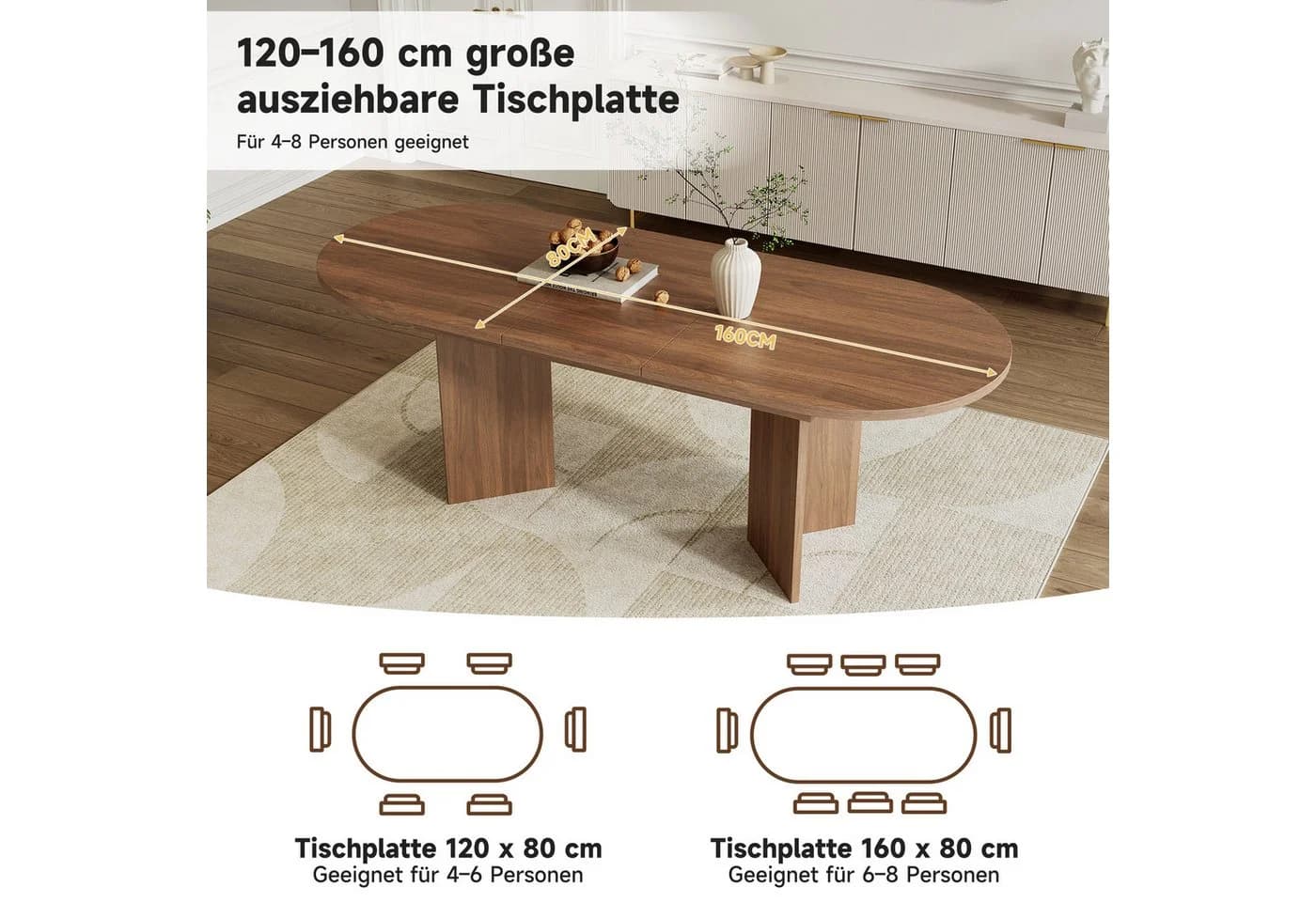 REDOM Esstisch Ausziehbar 120-160 cm Nussbaumoptik - Bild 5