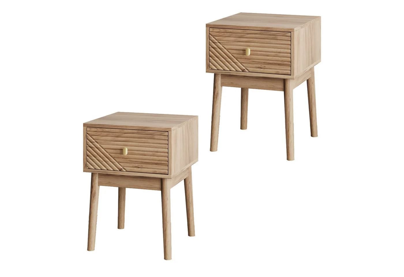 REDOM Nachttisch Kommode, 2er Set, Oak, 40x40x55 cm
