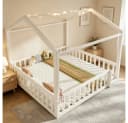 REDOM Kinderbett Holzbett Funktionsbett mit LED & Sicherheitsgitter 90x190cm/180x190cm Bild 1