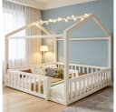 REDOM Kinderbett Holzbett Funktionsbett mit LED & Sicherheitsgitter 90x190cm/180x190cm Bild 2