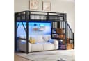 REDOM Hochbett Jugendbett mit LED-Lichtleiste Schwarz Bild 3