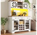 REDOM Hochschrank Modern Weiß mit Smart LED Beleuchtung und Weinregal Bild 2