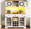 REDOM Hochschrank Modern Weiß mit Smart LED Beleuchtung und Weinregal Bild 3