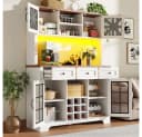 REDOM Hochschrank Modern Weiß mit Smart LED Beleuchtung und Weinregal Bild 4