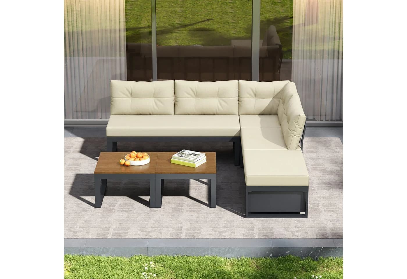 REDOM Gartenlounge-Set Beige mit Stauraum und verstellbarer Rückenlehne - Bild 3
