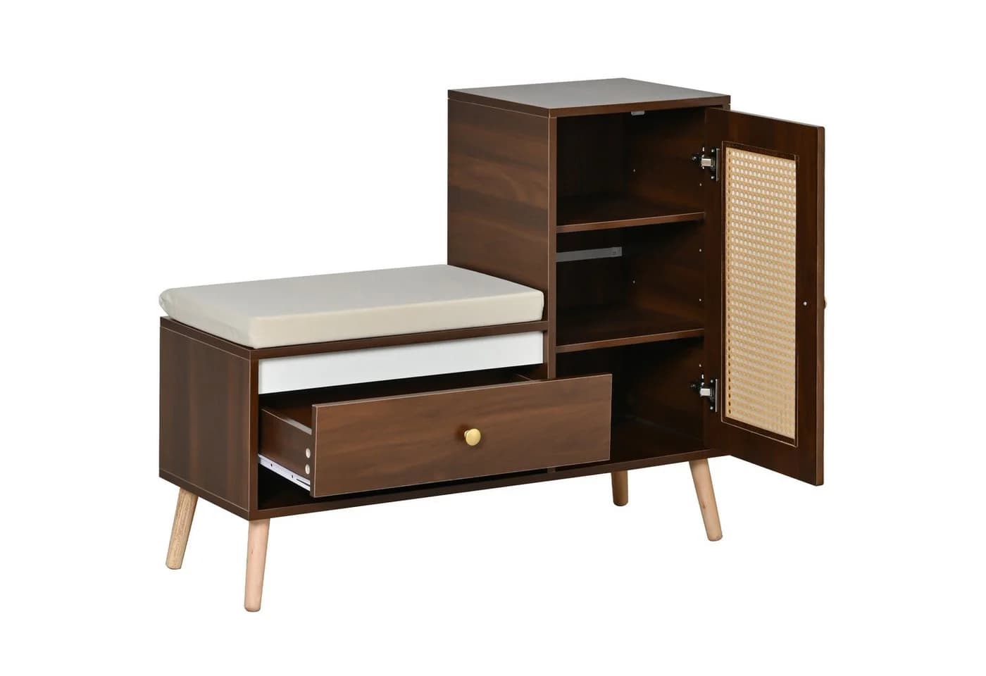 REDOM Schuhschrank Flurbank mit Rattan-Optik und Sitzkissen - Bild 5