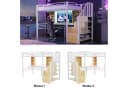 REDOM Hochbett mit Stauraumtreppe, Schreibtisch und LED-Beleuchtung weiß Bild 3