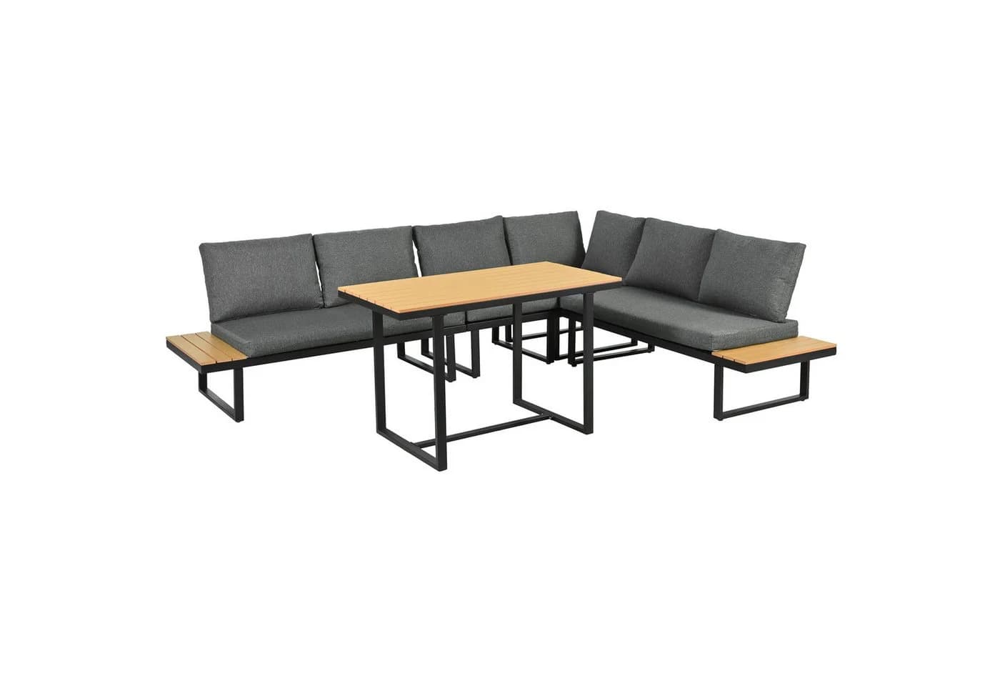 REDOM Gartenlounge-Set 5-fach verstellbare Rückenlehne Schwarz/Grau - Bild 5