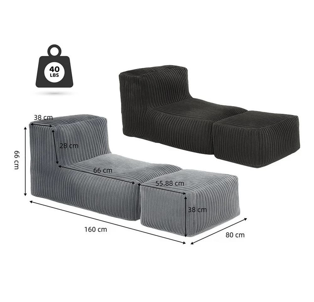 REDOM Modulares Bodensofa mit Schlaffunktion und Chaise Longue Schwarz - Bild 4
