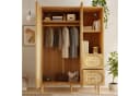 REDOM Kleiderschrank mit Rattanfront und goldfarbenen Griffen Bild 2