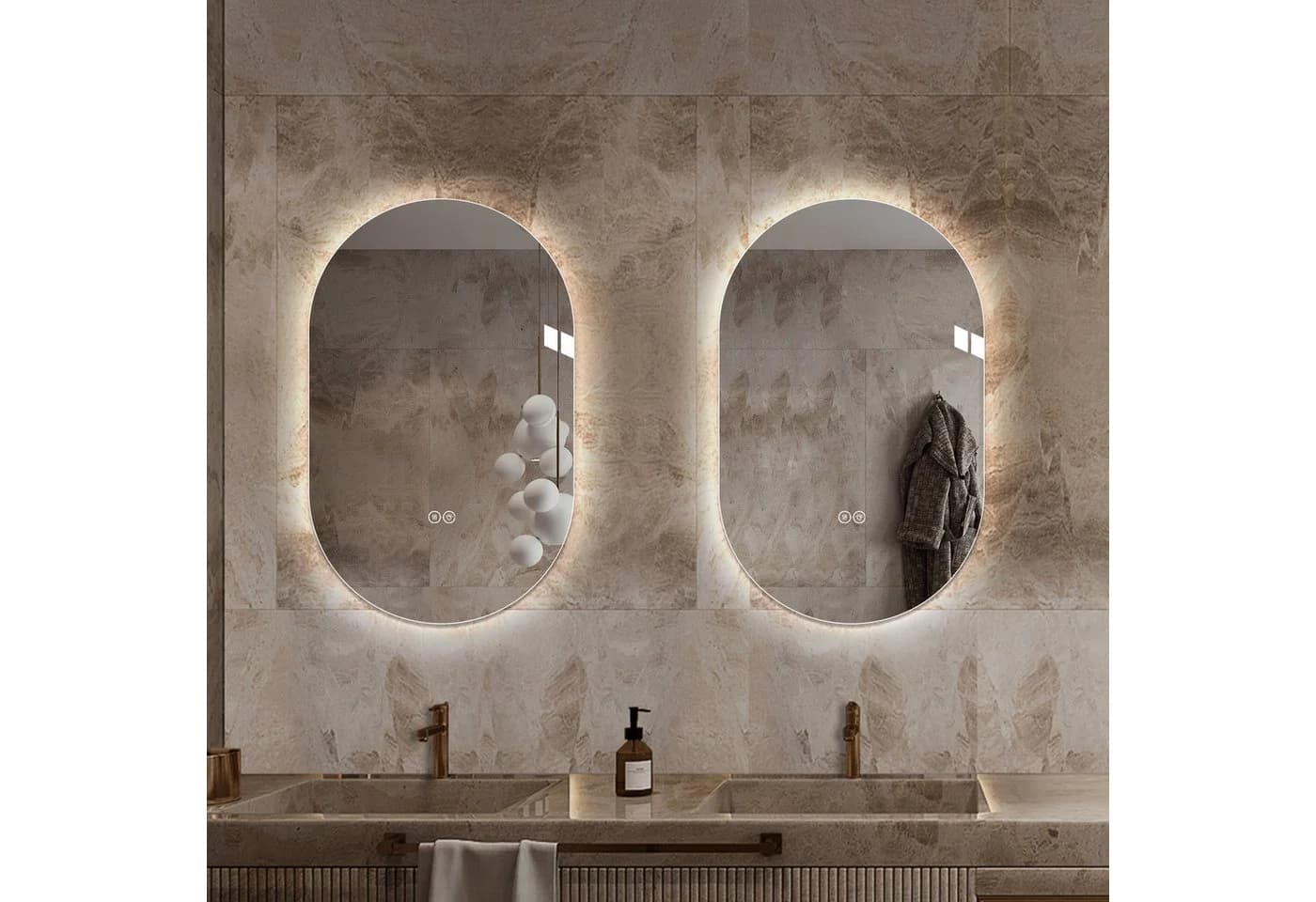 REDOM LED Spiegel mit Touch-Sensor & Antibeschlag Silber - Bild 3