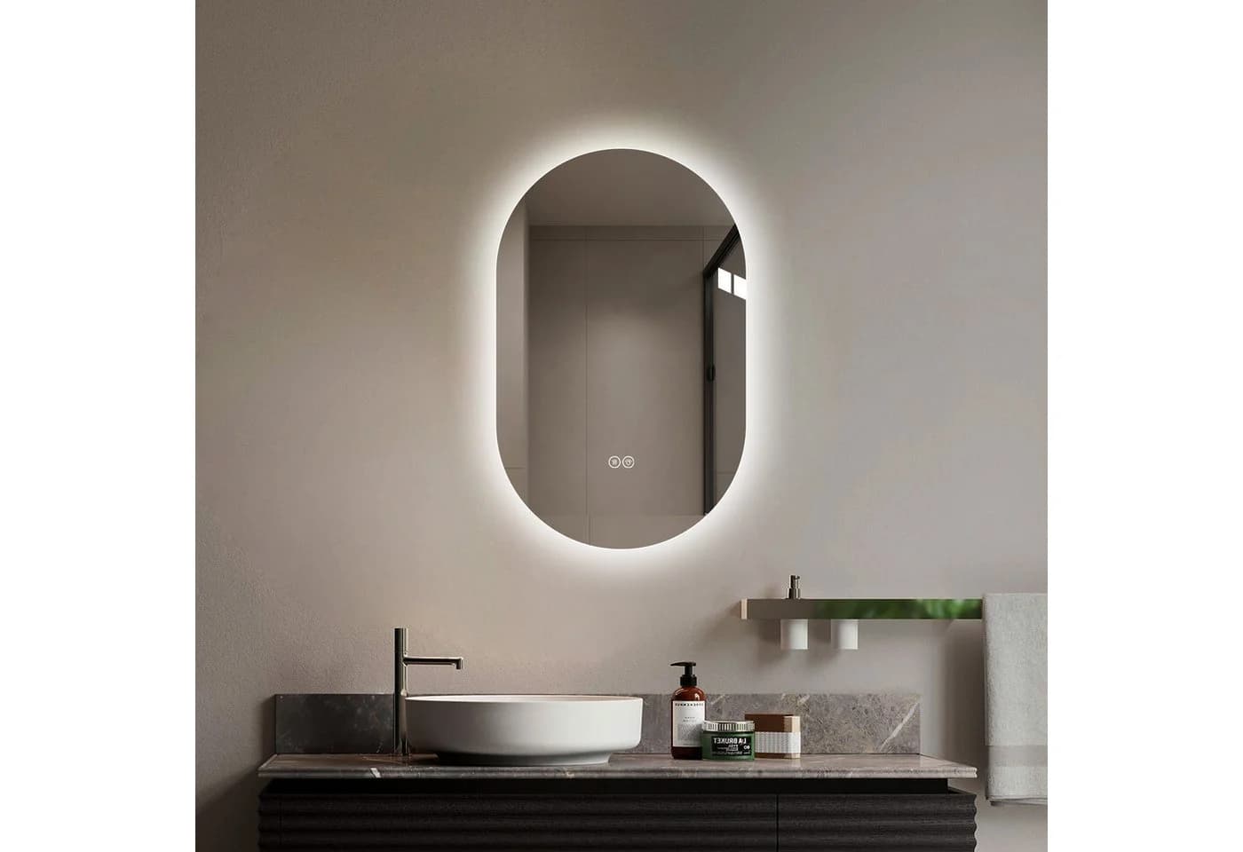REDOM LED Spiegel mit Touch-Sensor & Antibeschlag Silber - Bild 4