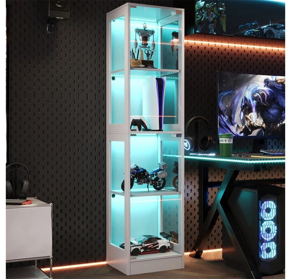 REDOM Vitrine Glas mit LED-Beleuchtung und Push-to-Open Tür - Bild 3