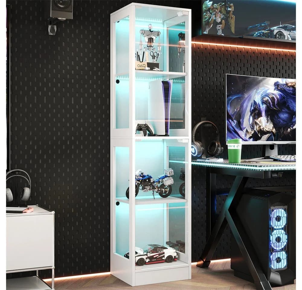 REDOM Vitrine Glas mit LED-Beleuchtung und Push-to-Open Tür - Bild 5