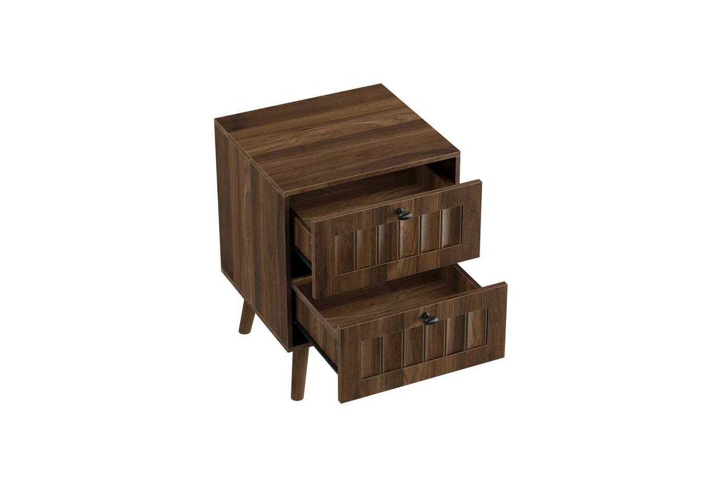 REDOM Nachttisch mit zwei Schubladen Walnuss Retro Design