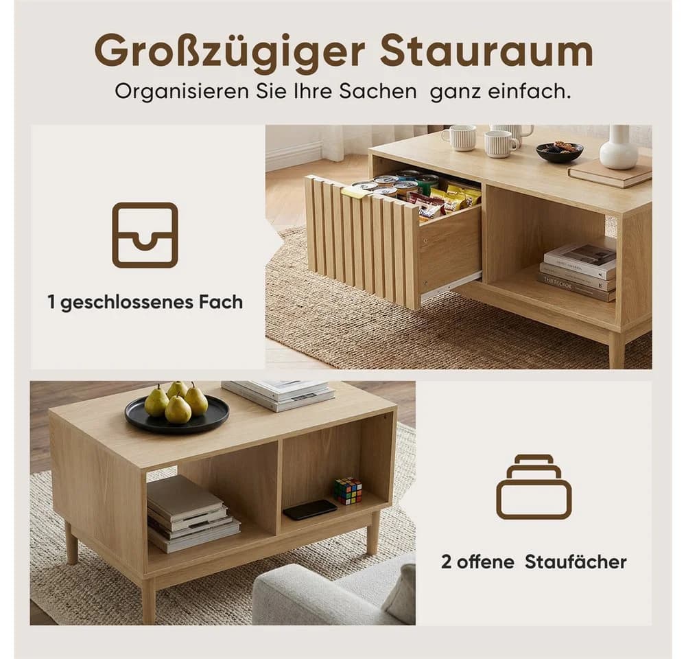 REDOM Couchtisch mit Stauraum Eiche Mid-Century - Bild 5