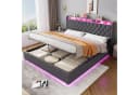 REDOM Polsterbett 180x200 Grau Metallrahmen Bettkasten LED USB Bild 3