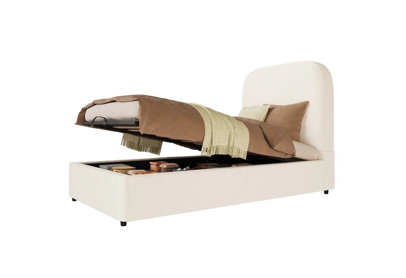 REDOM Polsterbett Beige mit Stauraum und Lattenrost - Bild 3