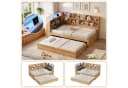 REDOM L-förmiges Holzbett 90x200 cm mit Ausziehbett, LED & USB Bild 2