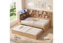 REDOM L-förmiges Holzbett 90x200 cm mit Ausziehbett, LED & USB Bild 3