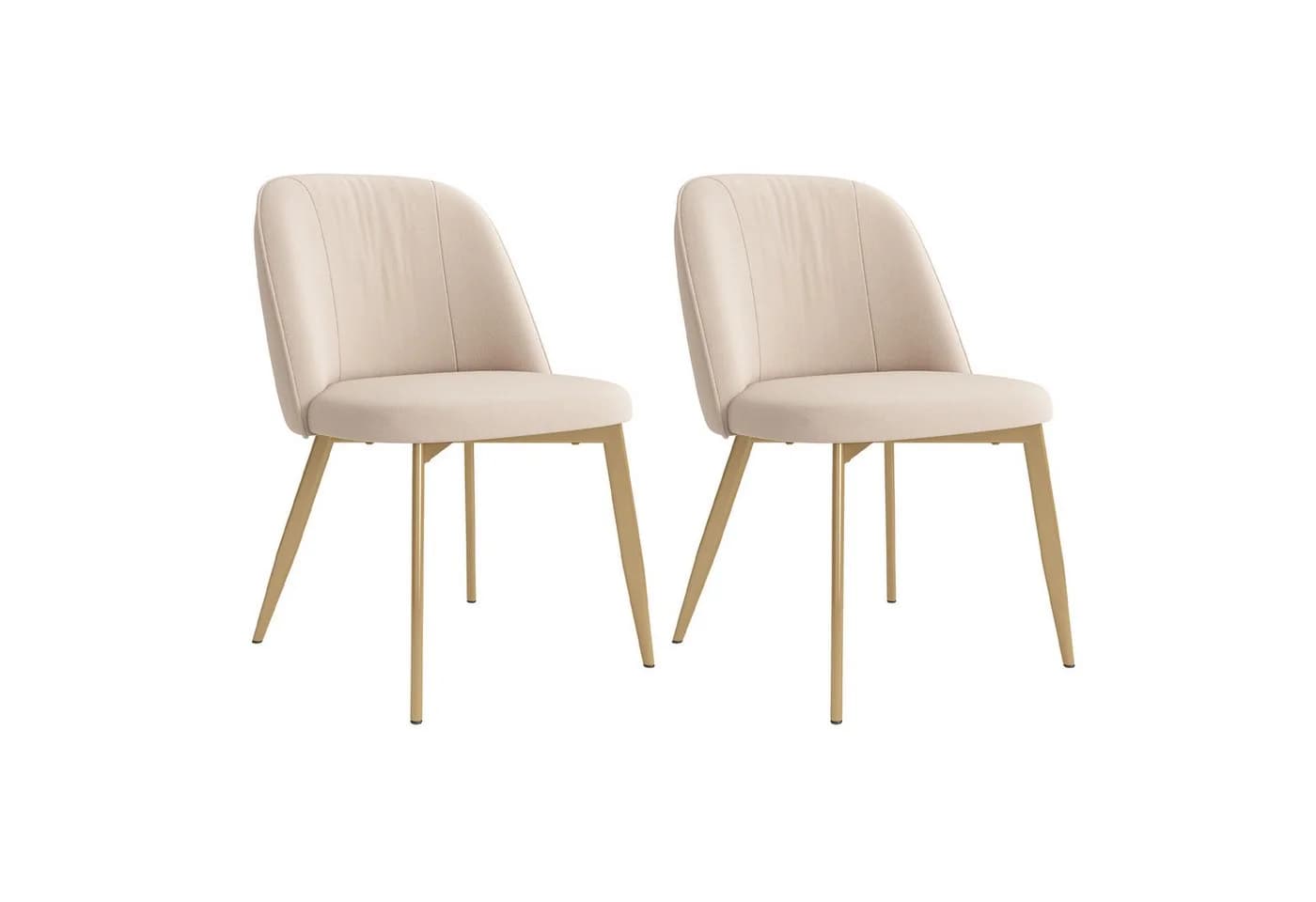 REDOM Esszimmerstuhl 2er-Set Beige Gold Samt Metall - Bild 4