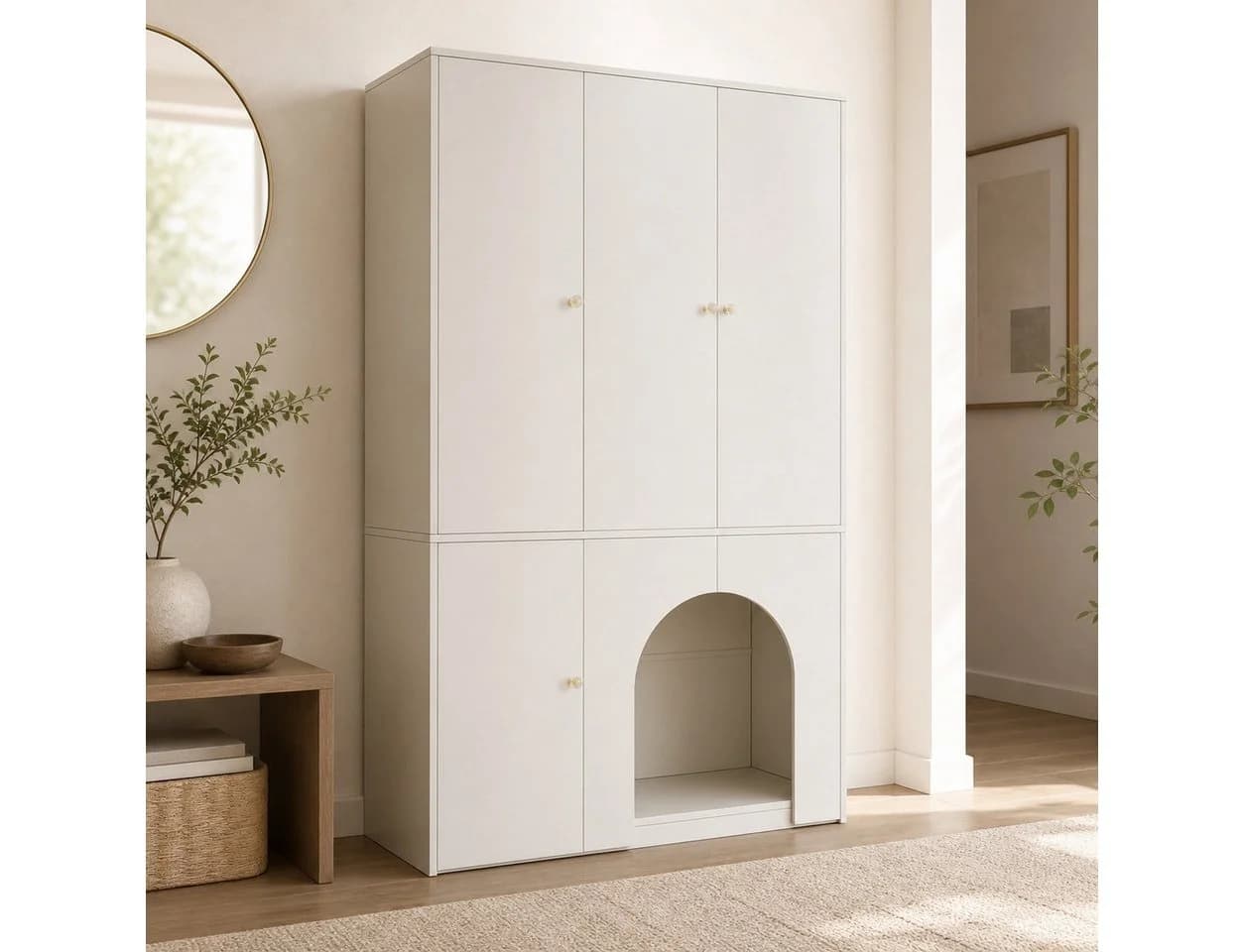 REDOM Kleiderschrank Moderner Hochschrank Weiß mit Kinder-Spielezone - Bild 2