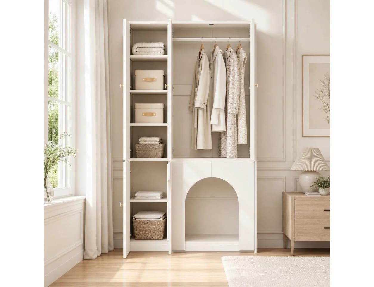 REDOM Kleiderschrank Moderner Hochschrank Weiß mit Kinder-Spielezone - Bild 3