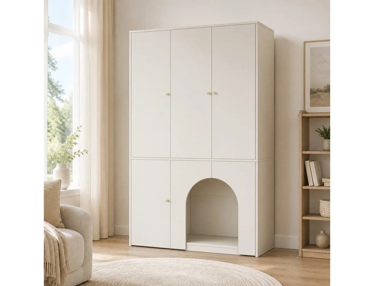 REDOM Kleiderschrank Moderner Hochschrank Weiß mit Kinder-Spielezone - Bild 4