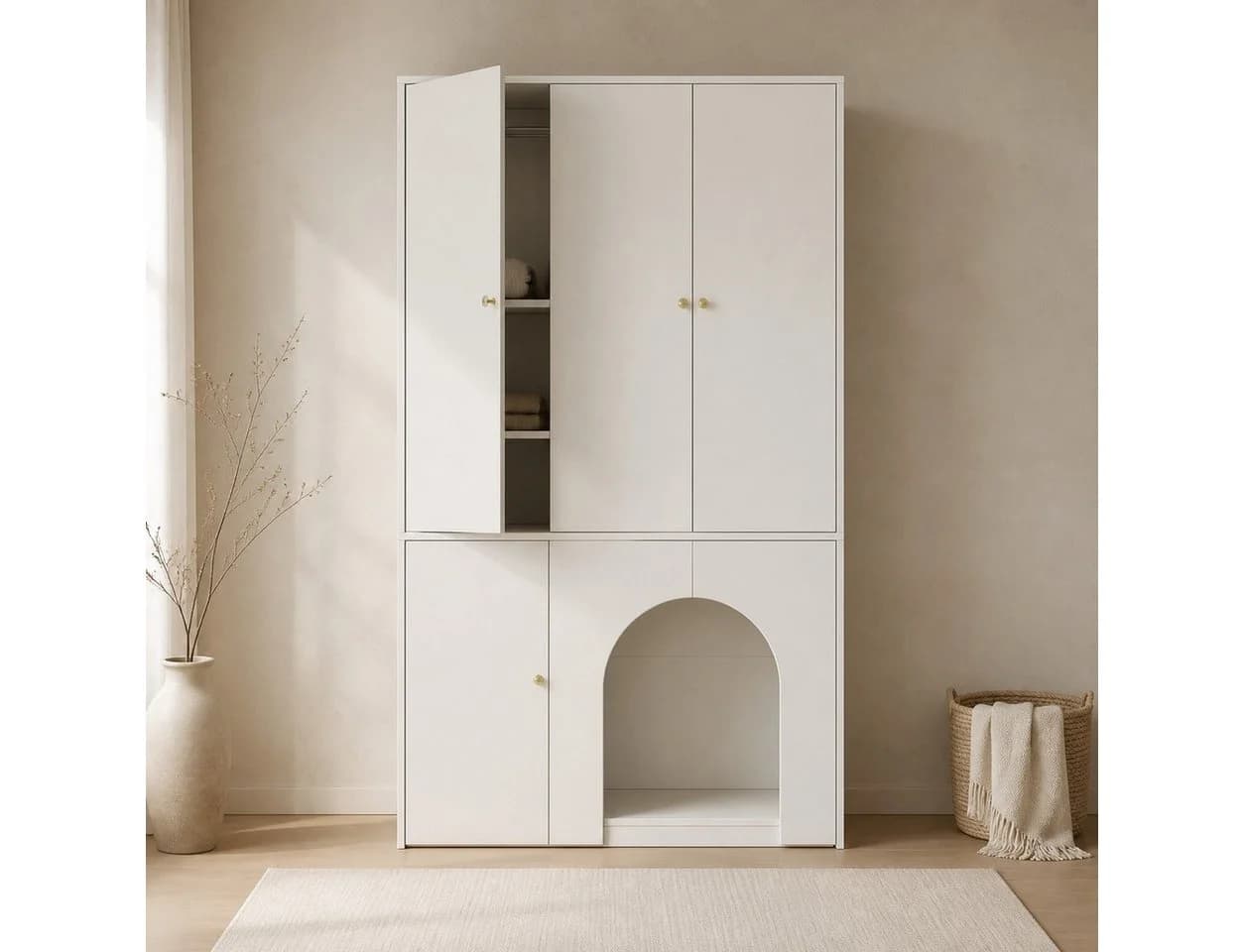 REDOM Kleiderschrank Moderner Hochschrank Weiß mit Kinder-Spielezone - Bild 5