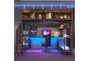 REDOM Hochbett mit Schreibtisch & LED Braun-Schwarz Bild 2