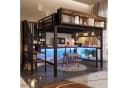 REDOM Hochbett mit Schreibtisch & LED Braun-Schwarz Bild 4