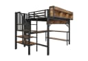 REDOM Hochbett mit Schreibtisch & LED Braun-Schwarz Bild 5
